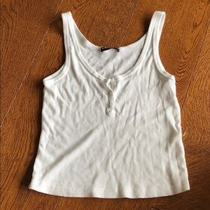 White Henley cropped tank by brandy melville
